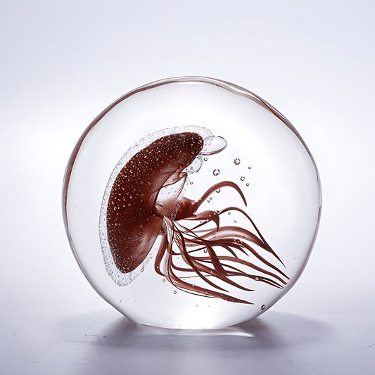 Handmade Art Glass Jellyfish Figurine Tabletop Ornaments