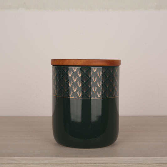 Green Ceramic Kitchen Storage Jar with Lid