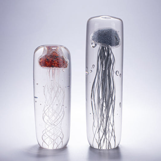 Handmade Art Glass Jellyfish Figurine Tabletop Ornaments