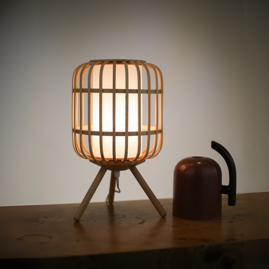 LED Wooden Tripod Bamboo Table Lamp