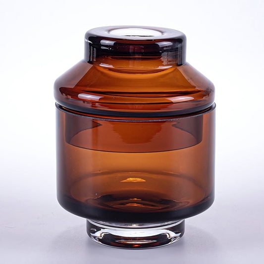 Smoky Brown Handmade Glass Decorative Jar