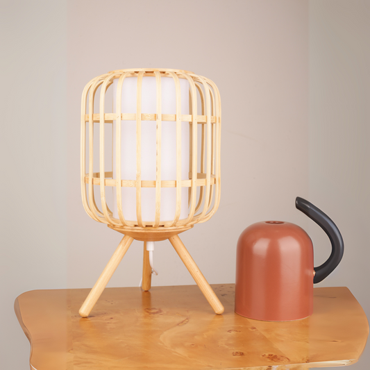 LED Wooden Tripod Bamboo Table Lamp