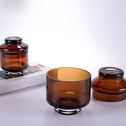 Smoky Brown Handmade Glass Decorative Jar