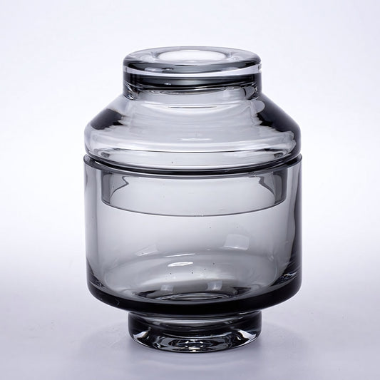 Smoky Grey Handmade Glass Decorative Jar