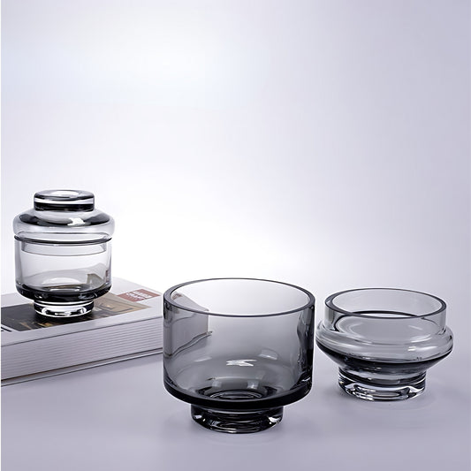 Smoky Grey Handmade Glass Decorative Jar