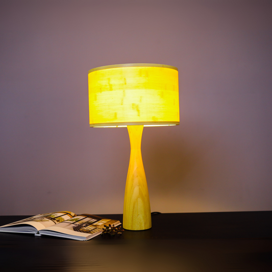 Bamboo Table Lamp With Drum Shade