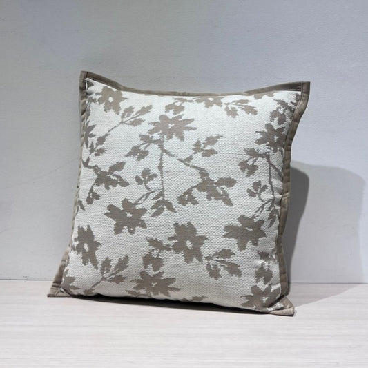Jacquard Floral Print Cushion Cover, Backside In Plain