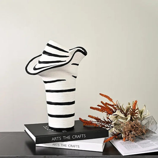 Black and White Ceramic Flower Vase