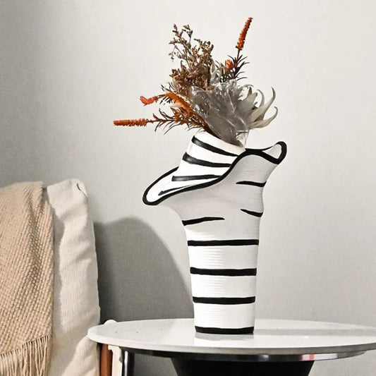 Black and White Ceramic Flower Vase