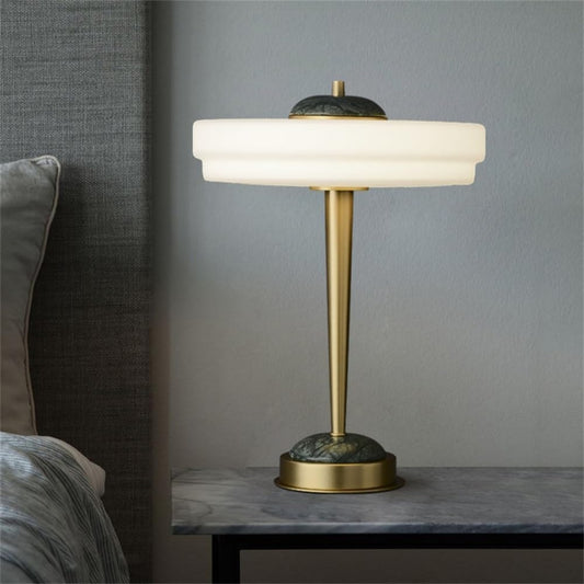 White LED Shade Golden Base Table Lamp