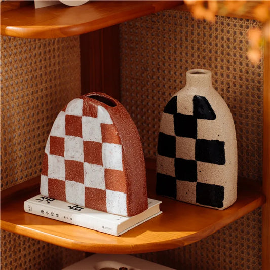 Grid Pattern Sand Flower Decoration Vase