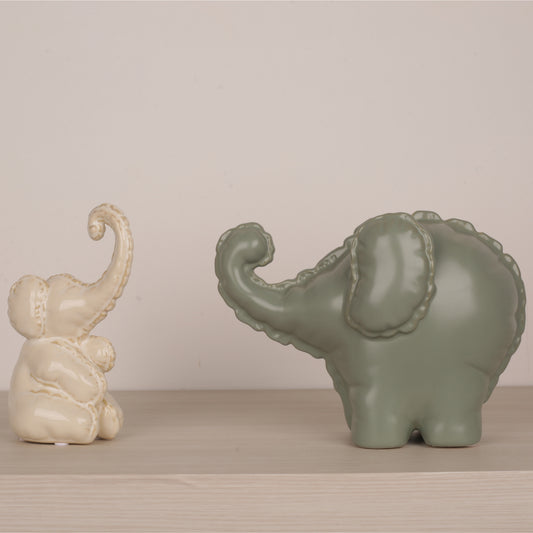 Funny Green Little Elephant Figurine Ornament
