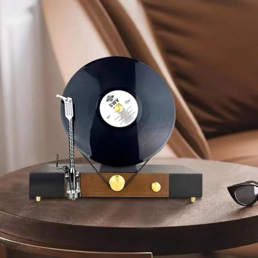 Modern Vintage Solid Wood Gramophone Vinyl Record Player Ornament