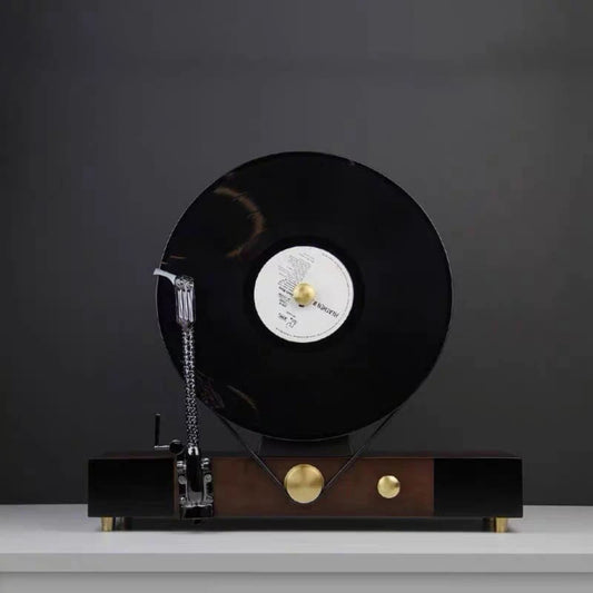 Modern Vintage Solid Wood Gramophone Vinyl Record Player Ornament