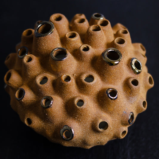 Coral Ball Brown Ceramic Flower Vase
