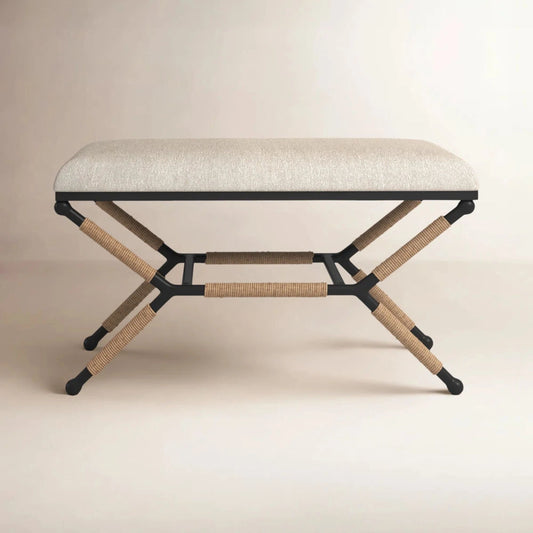 Upholstered Bench with Rope Detail