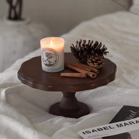 Brown Wooden Flat Round Decorative Bowl