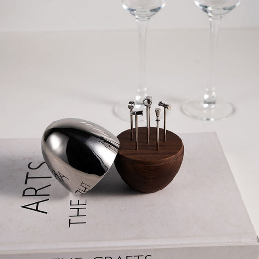 Wooden Base Silver Lid Decorative Bowl