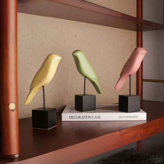 Multicolor Wooden Bird Figurine Table Décor