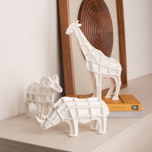 White Ceramic Animal Figurine Tabletop Décor