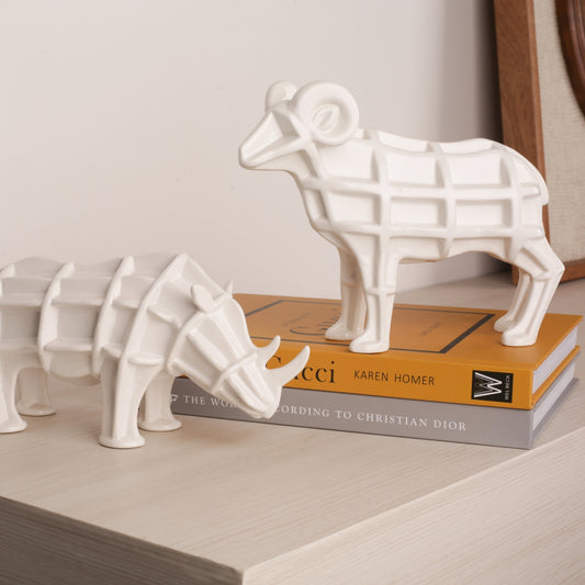 White Ceramic Animal Figurine Tabletop Décor