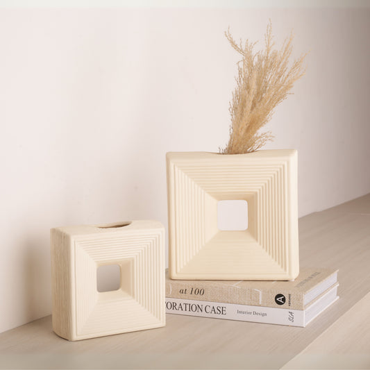 Meander Pattern Square Flower Vase