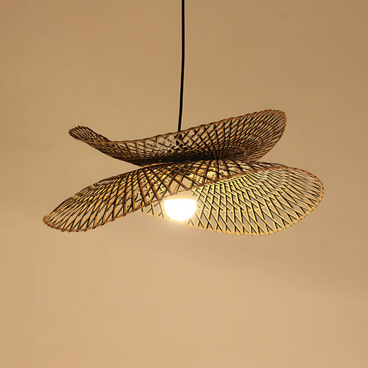 Double Layered Hand Woven Bamboo Pendant Light