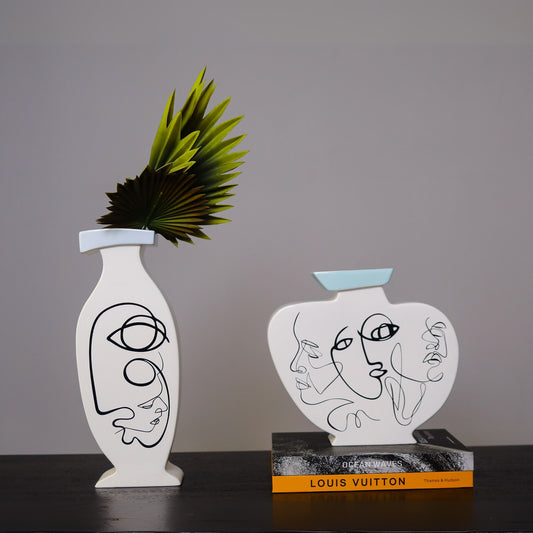 Human Face Artwork Handmade Flower Vase