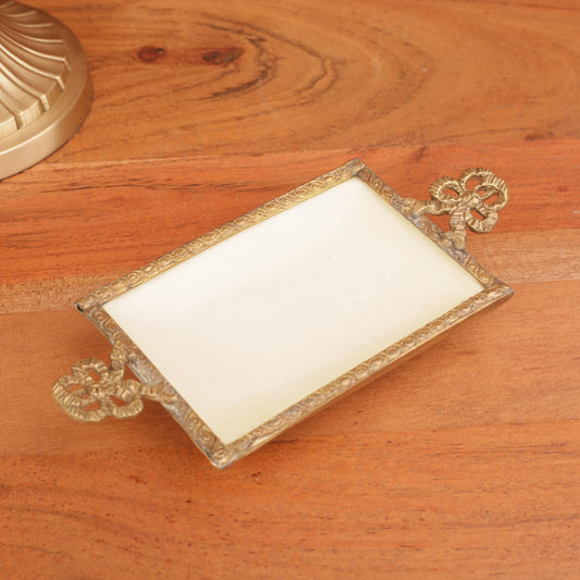 Golden Metal Carved Small Tray