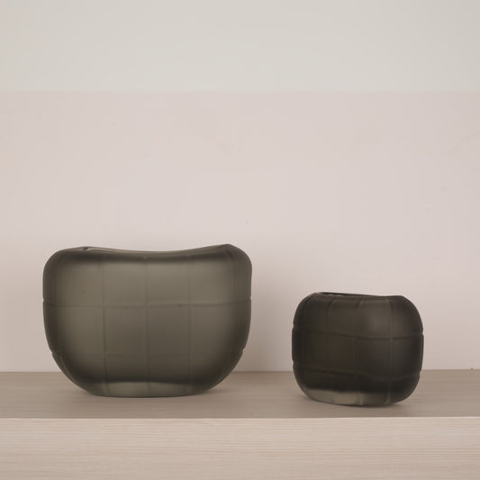 Grey Glass Geometry Shape Vase