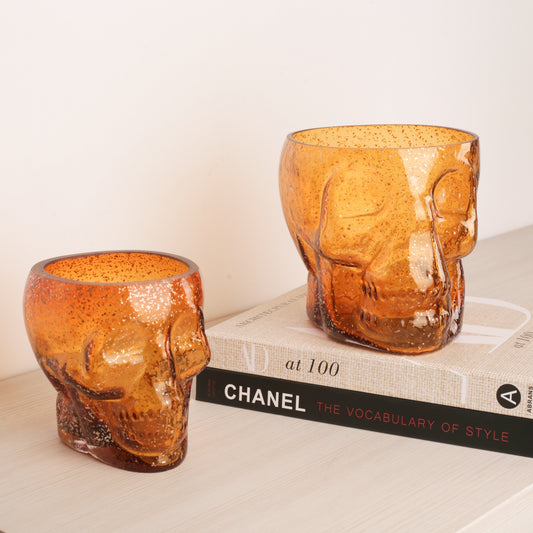 Skull Shape Colored Glass Decorative Vase