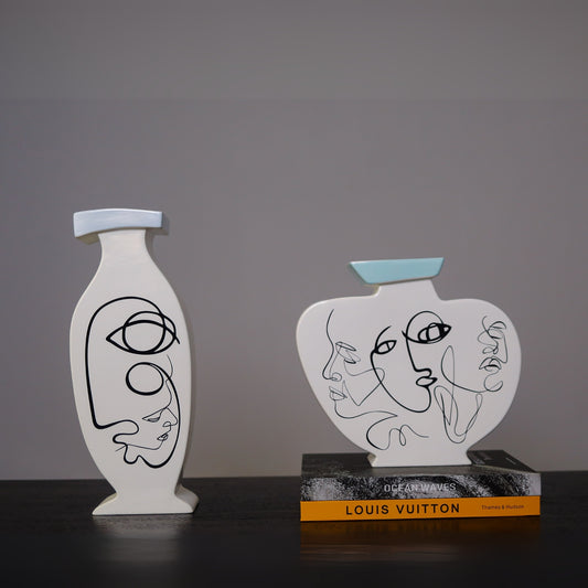 Human Face Artwork Handmade Flower Vase