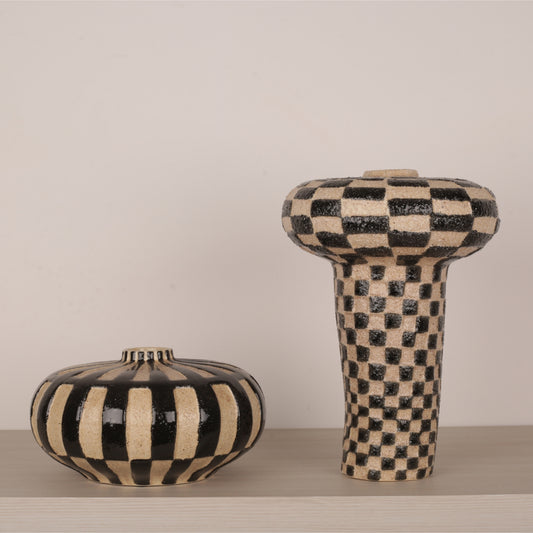 Tall and Oblate Sand Tabletop Vase