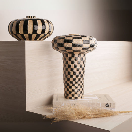 Tall and Oblate Sand Tabletop Vase