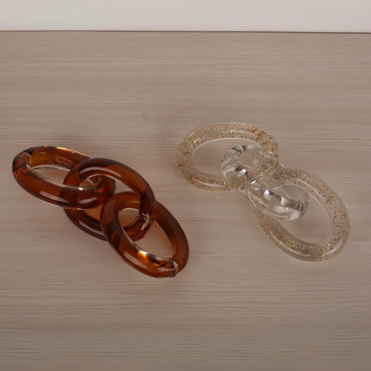 Three Ring Tabletop Decorative Ornament (Clear Gold, Tea Color)