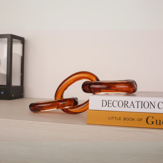 Three Ring Tabletop Decorative Ornament (Clear Gold, Tea Color)