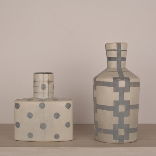 Dusty Blue Abstract Design Flower Vase