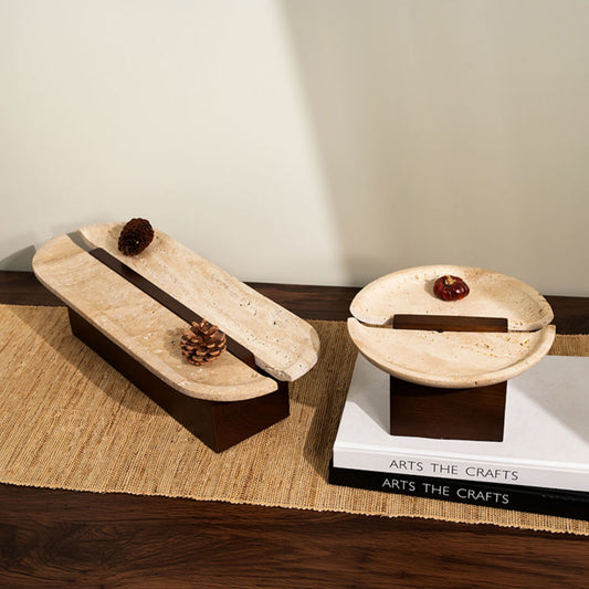 Brown Wood Cave Stone Desktop Tray