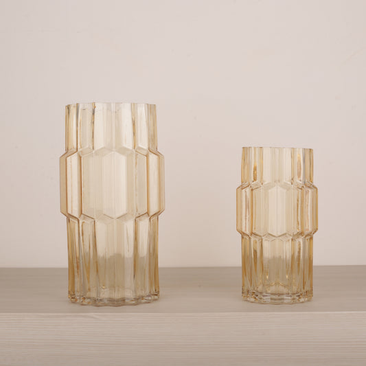 Handblown Light Amber Glass Flower Vase