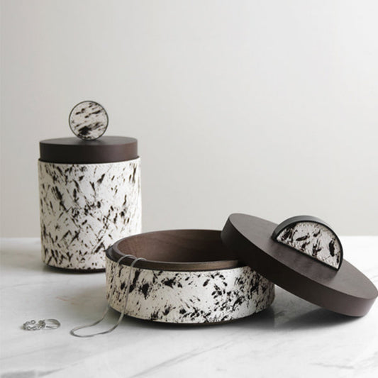 Horse Hair Solid Wood Round Jewelry Box