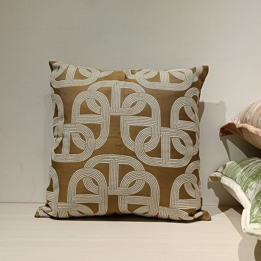Jacquard Abstract Print Cushion Cover, Backside In Plain