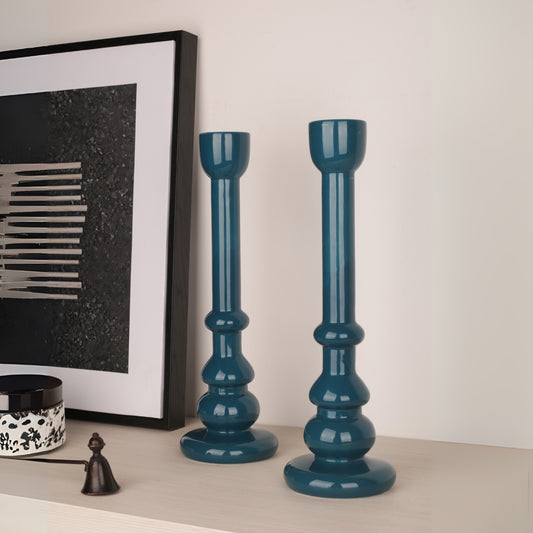 Blue Ceramic Decorative Candle Holder