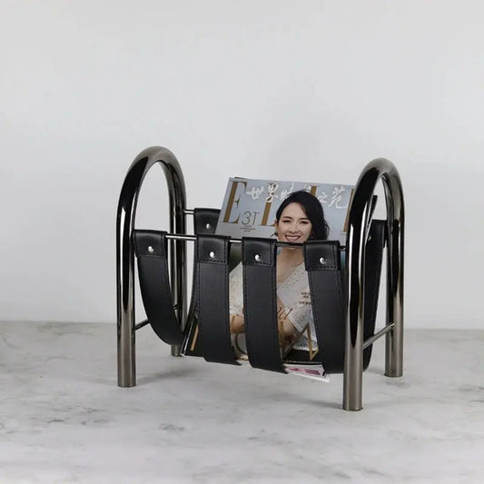 Metal Leather Magazine Stand