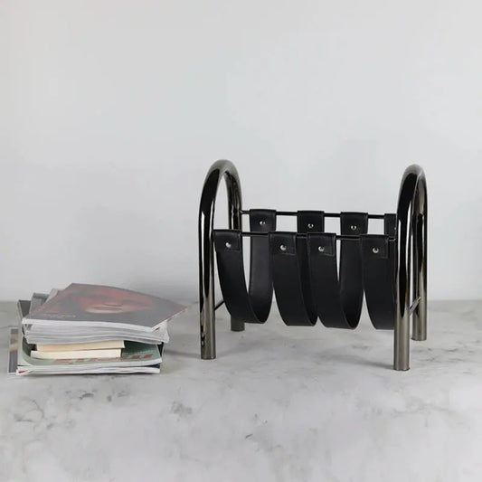 Metal Leather Magazine Stand
