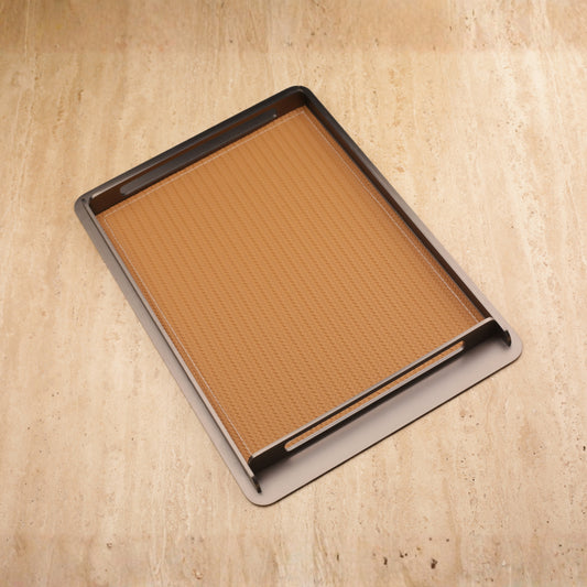 Metal Frame Decorative Leather Tray