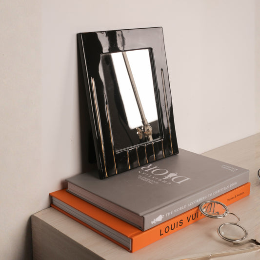 Black Ceramic Golden Lines Table Photo Frame