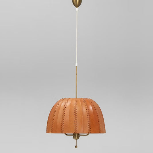 Brass and Leather Pendant Light