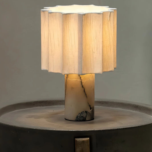 Fabric Shade with Marble Base Table Lamp