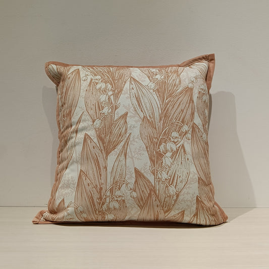 Leaves Print Cushion Cover, Backside In Plain