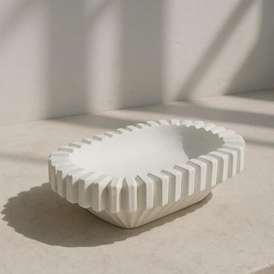 Vertical Groove Decorative Plate - White